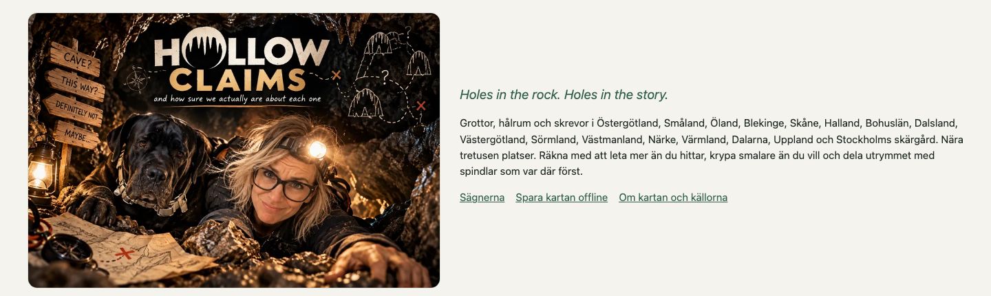Hollow Claims, karta över grottor och sägner.